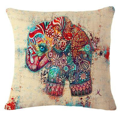 Style Elephant Printed Modern Minimalist Linen Cotton Cushion For Sofa Home Decorative Pillow Throw