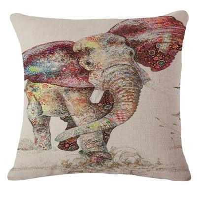 Style Elephant Printed Modern Minimalist Linen Cotton Cushion For Sofa Home Decorative Pillow Throw