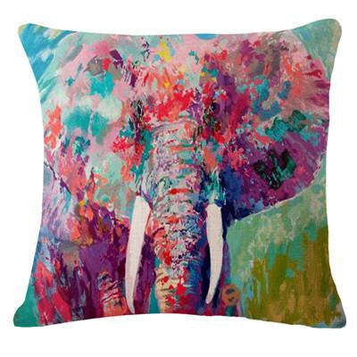 Style Elephant Printed Modern Minimalist Linen Cotton Cushion For Sofa Home Decorative Pillow Throw