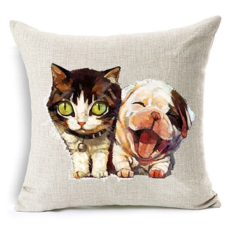 Online discount shop Australia - Cute Animal Cat Dog Panda Decorative Cushion Cover Cotton Linen Cushion Decorative Pillow Cace 45x45CM Square Throw Pillow Cover