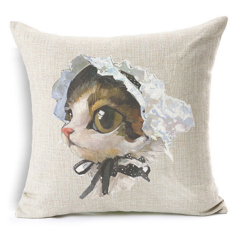 Online discount shop Australia - Cute Animal Cat Dog Panda Decorative Cushion Cover Cotton Linen Cushion Decorative Pillow Cace 45x45CM Square Throw Pillow Cover