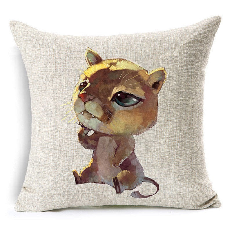 Online discount shop Australia - Cute Animal Cat Dog Panda Decorative Cushion Cover Cotton Linen Cushion Decorative Pillow Cace 45x45CM Square Throw Pillow Cover