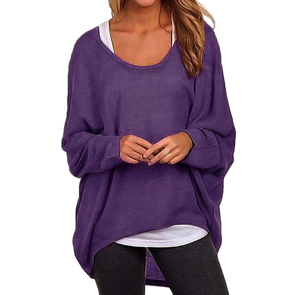 Online discount shop Australia - Lisli  Oversized T Shirts Baggy Women Long Sleeve Tops Tee Casual Women Clothing Loose Jumper Bat Pullover T-shirt 01B0500