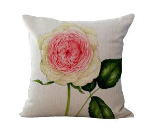 Rose Flower Small Fresh Cotton Linen Cushion Home Sofa Car Decorative Pillow Decor Pillow