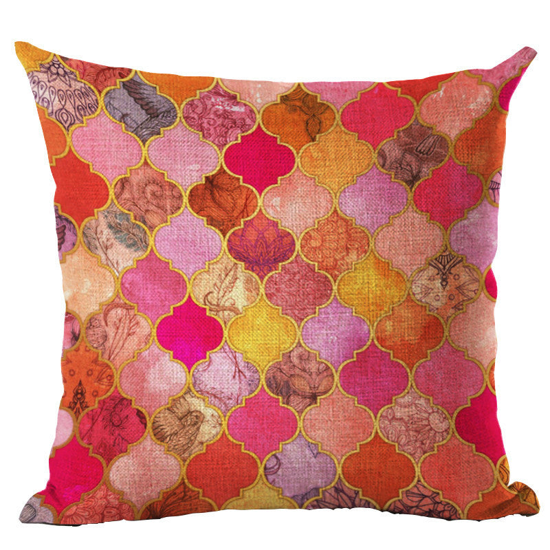 Online discount shop Australia - Colorful Geometric Cushion Cover 45x45CM (18x18IN) Hexagon Plaid Pillow Cover Pillow Case Home Decor