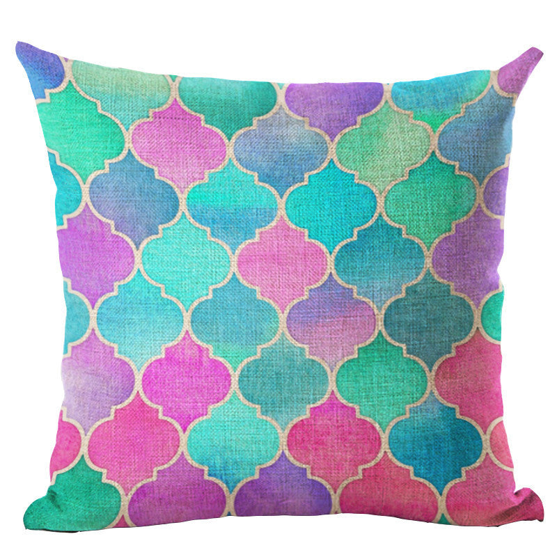 Online discount shop Australia - Colorful Geometric Cushion Cover 45x45CM (18x18IN) Hexagon Plaid Pillow Cover Pillow Case Home Decor
