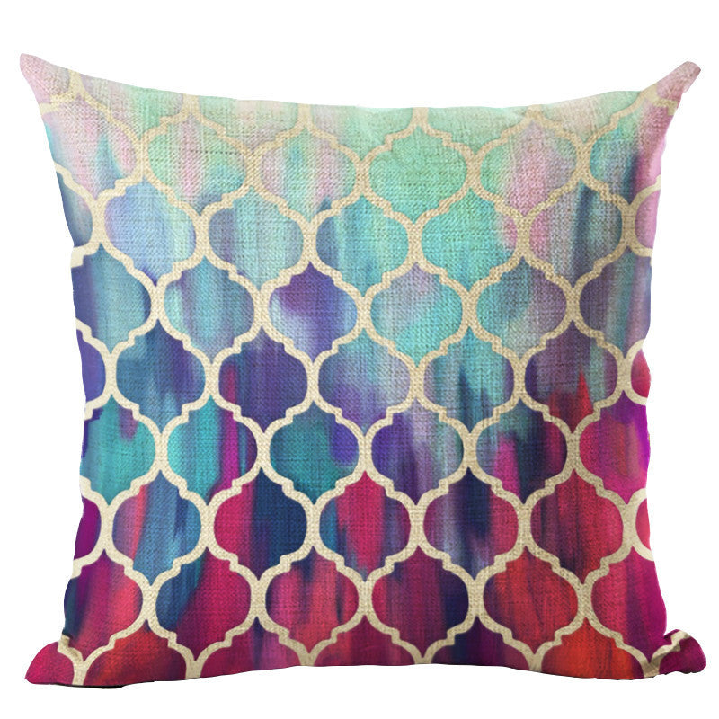 Online discount shop Australia - Colorful Geometric Cushion Cover 45x45CM (18x18IN) Hexagon Plaid Pillow Cover Pillow Case Home Decor