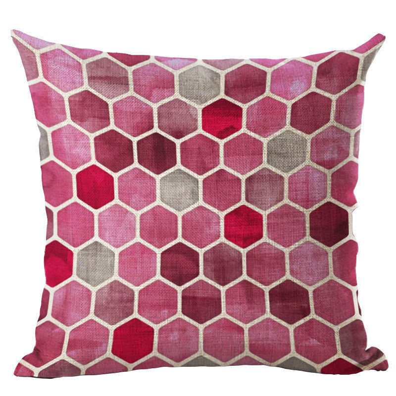 Online discount shop Australia - Colorful Geometric Cushion Cover 45x45CM (18x18IN) Hexagon Plaid Pillow Cover Pillow Case Home Decor