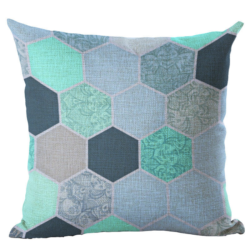 Online discount shop Australia - Colorful Geometric Cushion Cover 45x45CM (18x18IN) Hexagon Plaid Pillow Cover Pillow Case Home Decor