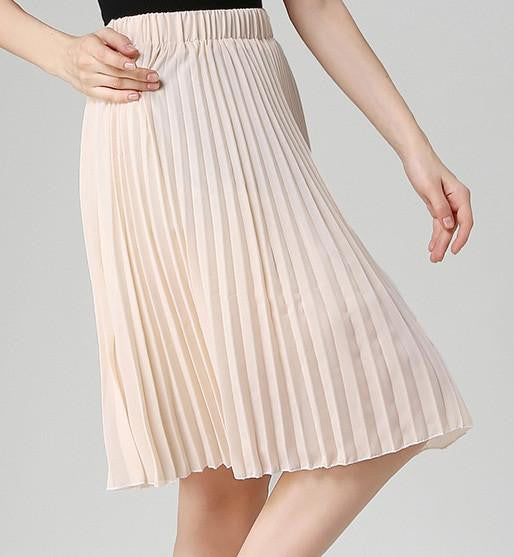 Women Chiffon Pleated Skirt Vintage High Waist Tutu Skirts Womens Saia Midi Rokken Summer Style Jupe Skirt