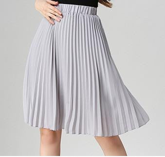 Women Chiffon Pleated Skirt Vintage High Waist Tutu Skirts Womens Saia Midi Rokken Summer Style Jupe Skirt