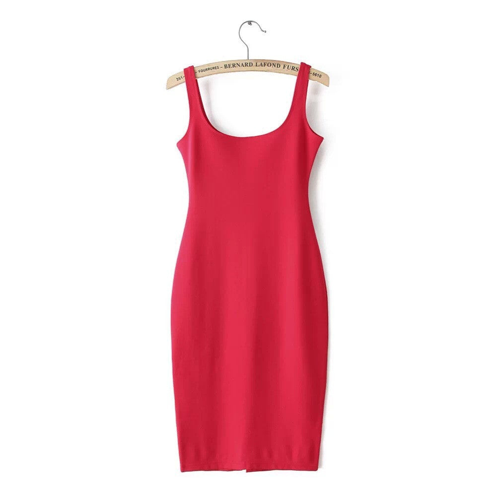 Online discount shop Australia - Casual Solid Vest Dress Sundresses Sleeveless Dress after the split dresses bandage dress