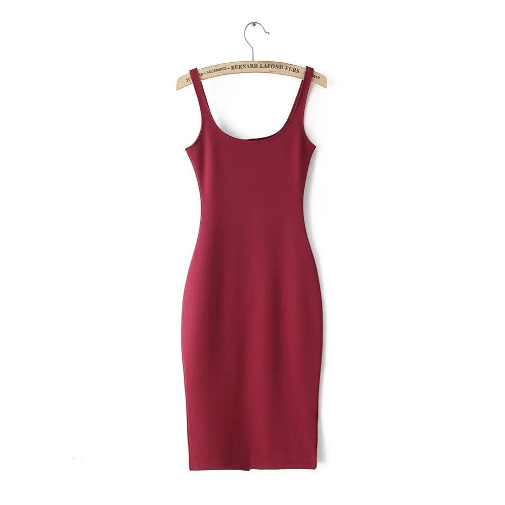 Online discount shop Australia - Casual Solid Vest Dress Sundresses Sleeveless Dress after the split dresses bandage dress