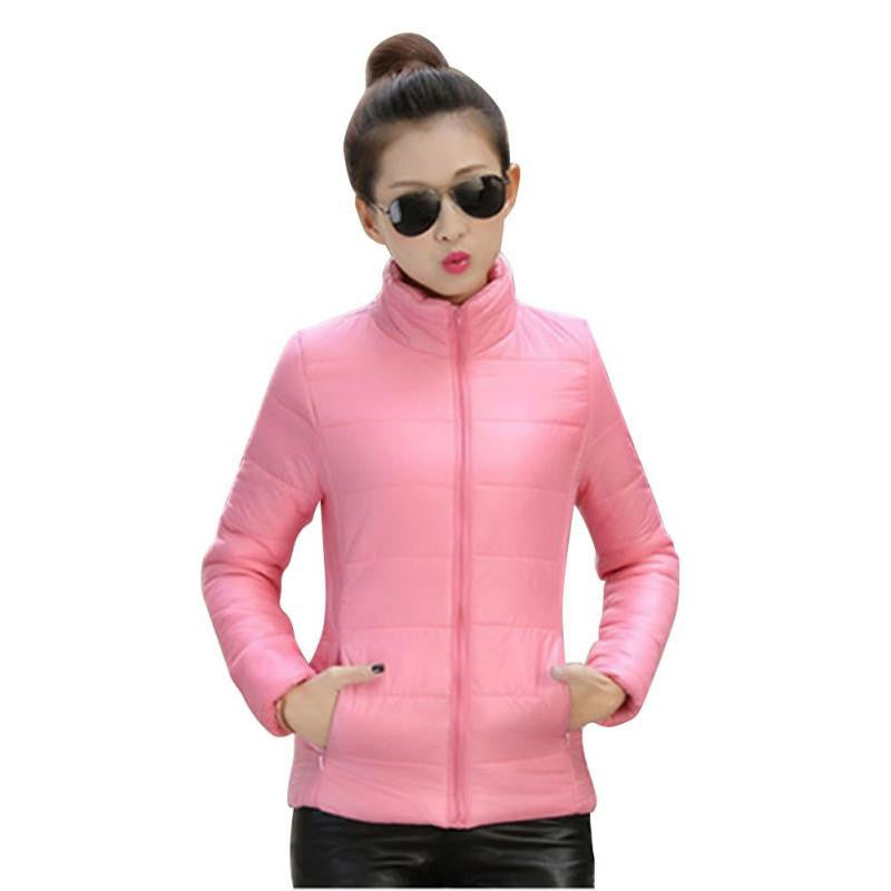 Online discount shop Australia - 8 Colors Women Warm Ultra Light Cotton Blend Long Sleeve Zipper Jacket Outwear Coat LH12