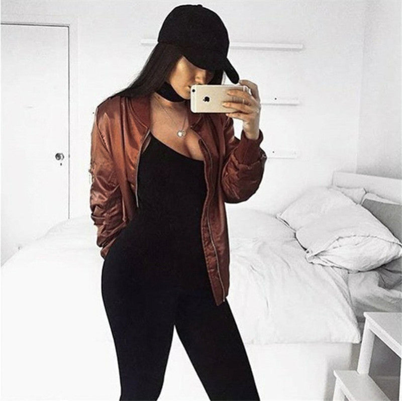 Online discount shop Australia - Bomber Jacket Pink Women Basic Coats Zipper  Outerwear Jaqueta Coat Chaquetas  A846