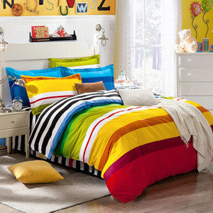 Online discount shop Australia - bedding sets 4pcs stripe duvet quilt cover for king queen full twin size bedclothes 100%cotton cartoon bed linen kids bedsheet