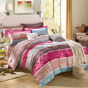 Online discount shop Australia - bedding sets 4pcs stripe duvet quilt cover for king queen full twin size bedclothes 100%cotton cartoon bed linen kids bedsheet