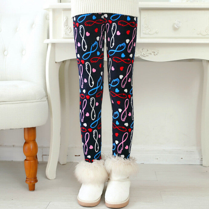 Online discount shop Australia - Girls Leggings Thick Warm Kids Pants Flower Children Velvet Trousers Baby Girl Clothes Leggings