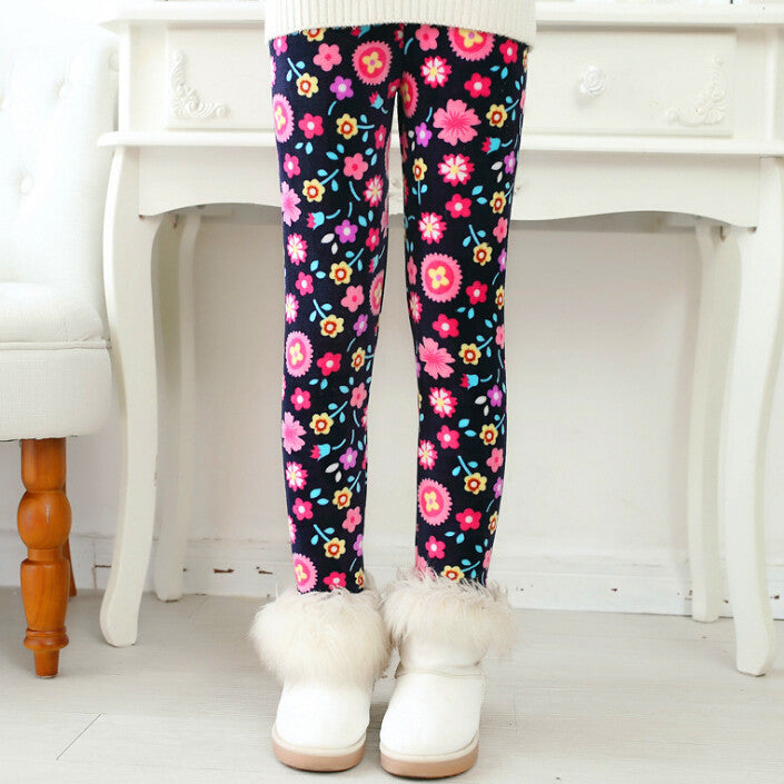 Online discount shop Australia - Girls Leggings Thick Warm Kids Pants Flower Children Velvet Trousers Baby Girl Clothes Leggings
