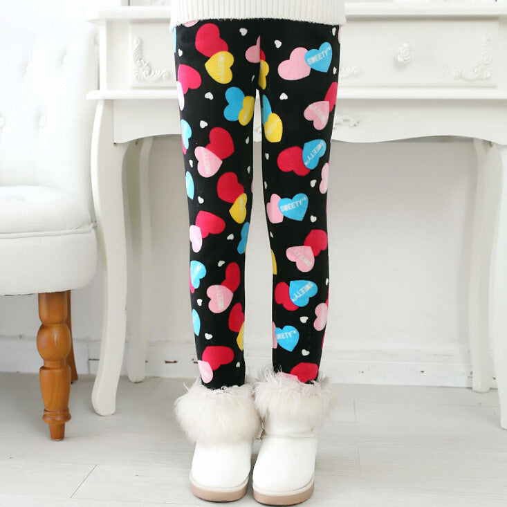 Online discount shop Australia - Girls Leggings Thick Warm Kids Pants Flower Children Velvet Trousers Baby Girl Clothes Leggings