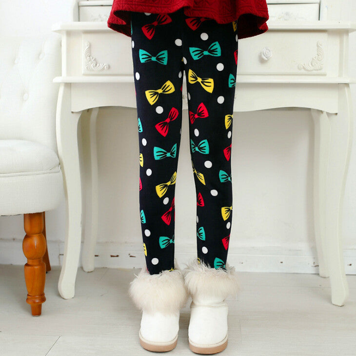 Online discount shop Australia - Girls Leggings Thick Warm Kids Pants Flower Children Velvet Trousers Baby Girl Clothes Leggings