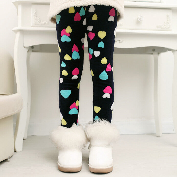 Online discount shop Australia - Girls Leggings Thick Warm Kids Pants Flower Children Velvet Trousers Baby Girl Clothes Leggings