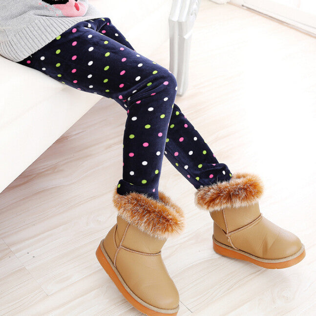 Online discount shop Australia - Girls Leggings Thick Warm Kids Pants Flower Children Velvet Trousers Baby Girl Clothes Leggings
