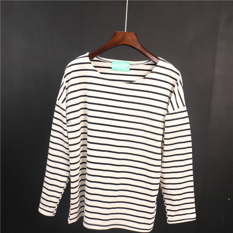 Online discount shop Australia - Ladies Casual Shirt Women's Red White Striped 3/4 sleeve  Tops For Woman Crew Neck Bottoming Tee Shirt 11 Colors