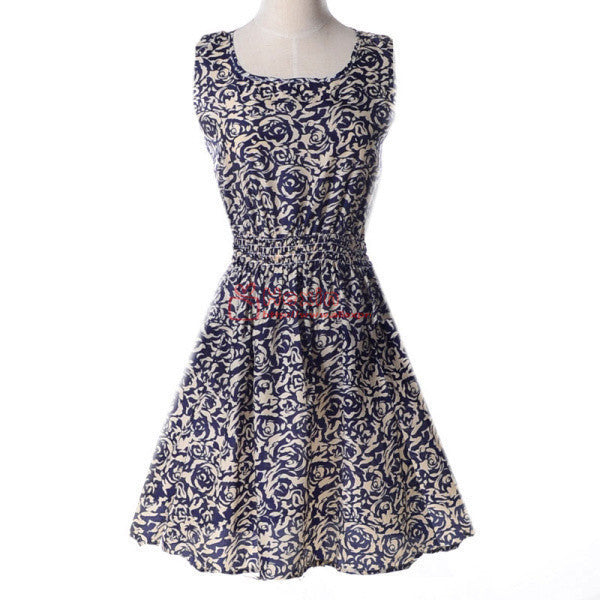 Online discount shop Australia - 20 Styles Women casual Bohemian floral leopard sleeveless vest printed beach chiffon dress