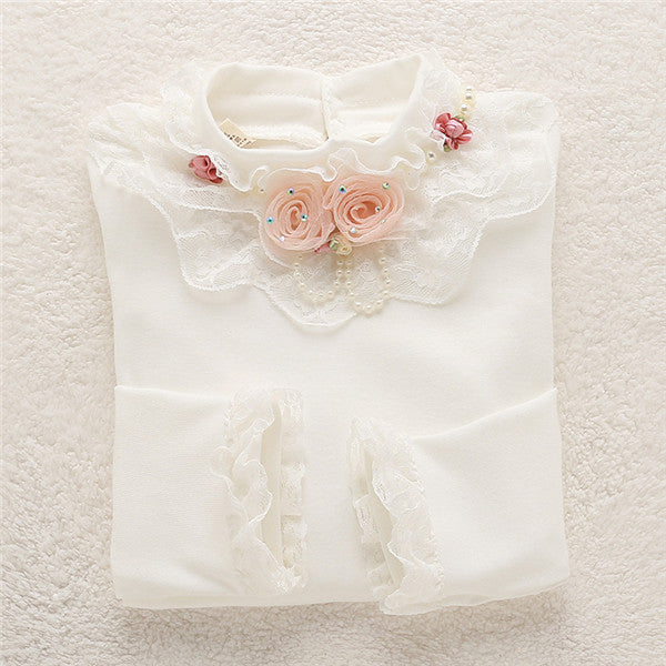 Fashion Children kids girls blouses Baby girls long sleeved school lace white shirts tops&tees TD014 - CelebritystyleFashion.com.au online clothing shop australia