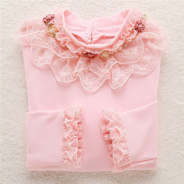 Fashion Children kids girls blouses Baby girls long sleeved school lace white shirts tops&tees TD014 - CelebritystyleFashion.com.au online clothing shop australia