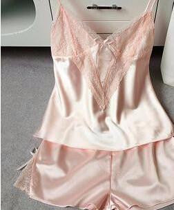 Online discount shop Australia - New arrival womens pijama set silk lace Female Sleep set Women's Deep V-neck Sexy Spaghetti sleepwear sets