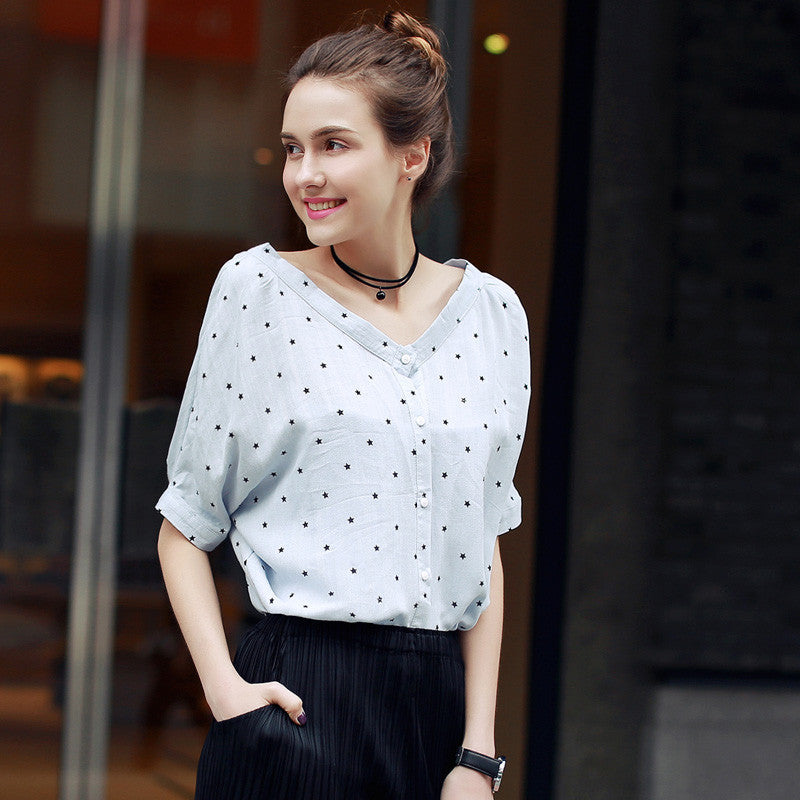 Online discount shop Australia - New Arrival Fashion Women Shirt Kawaii Half Sleeve Slash Neck Harajuku  Women Top Tees Women's Blouses