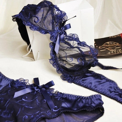 Underwear set thin female sexy push up ultra-thin transparent lace bra sexy lingerie bra and panty set