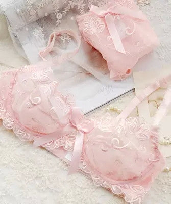 Underwear set thin female sexy push up ultra-thin transparent lace bra sexy lingerie bra and panty set