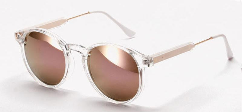 Strong Round Sunglasses Brand Women Keyhole Sun Glasses Transparent Frame Men Eyewear Mirror Lens Coating UV400