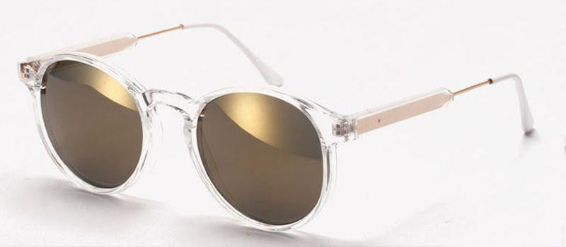 Strong Round Sunglasses Brand Women Keyhole Sun Glasses Transparent Frame Men Eyewear Mirror Lens Coating UV400