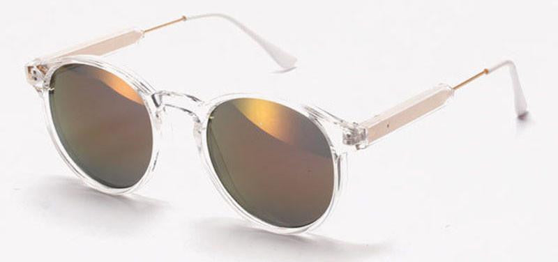 Strong Round Sunglasses Brand Women Keyhole Sun Glasses Transparent Frame Men Eyewear Mirror Lens Coating UV400