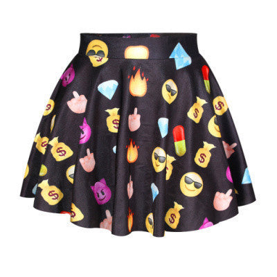 funny 3D skirt mini skirt white/black/blue color cartoon skirt