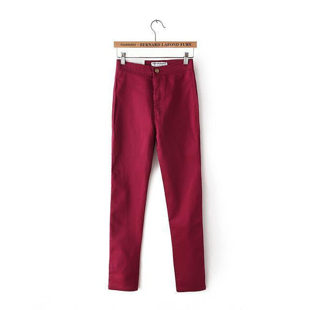 Woman Washed Vintage Thin Black Slim Pencil Pants Blue Leggings Denim Skinny Pants High Waist Jeans Female Trousers