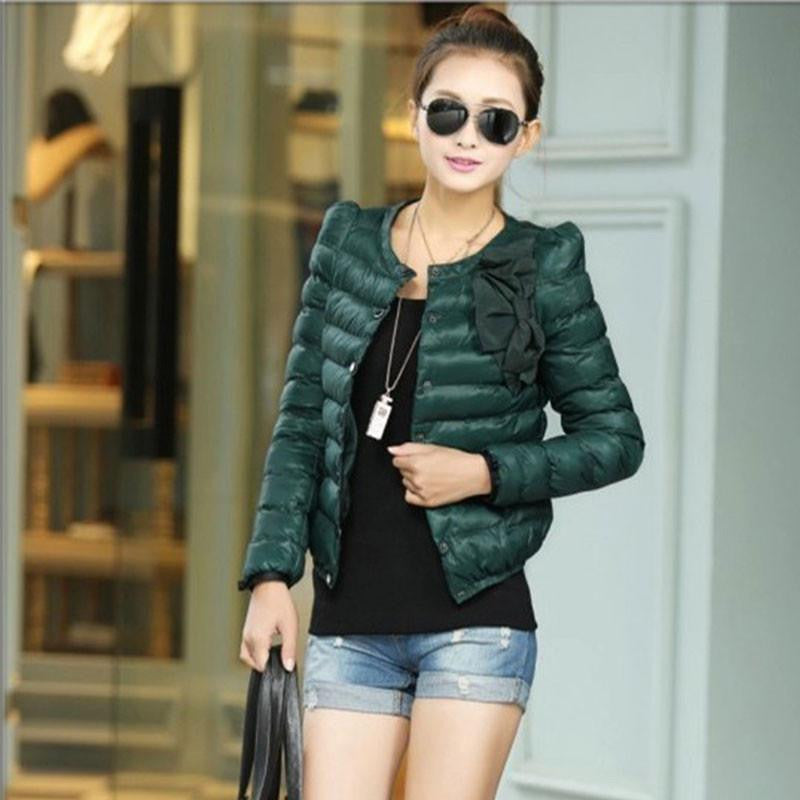 women ZAB jacket to keep warm ladies fashion bow Slim short jacket Outerwear