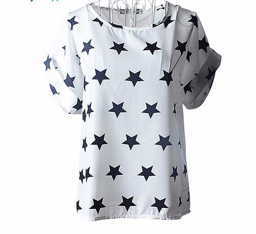 Online discount shop Australia - Colorful Apparel Print O-Neck Tropical Chiffon Women Blouses Short Batwing Sleeve Plus Size Shirt Body