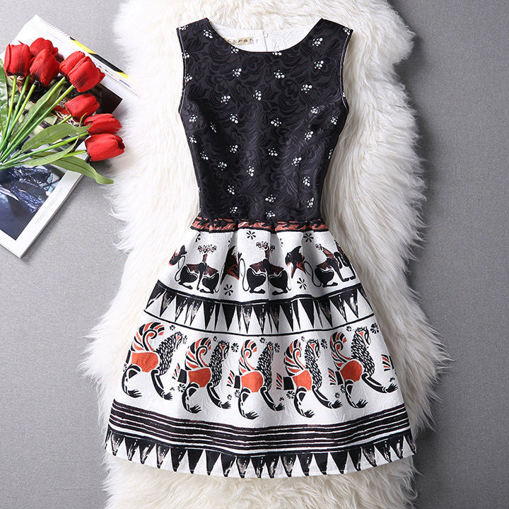 Print Summer Women Casual Dress Ethnic Ladies A-Line Party Evening Elegant Dresses Female Plus Size XL