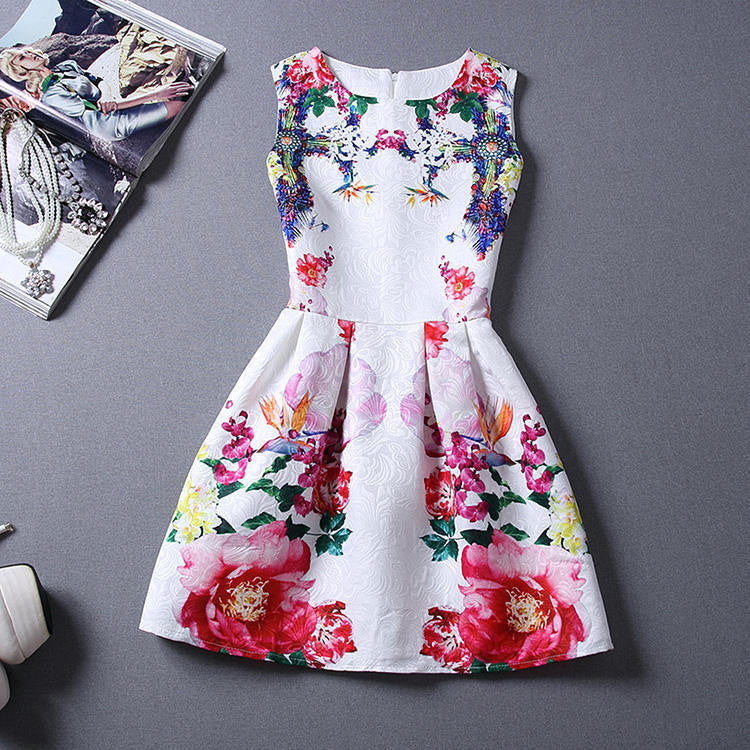 Print Summer Women Casual Dress Ethnic Ladies A-Line Party Evening Elegant Dresses Female Plus Size XL
