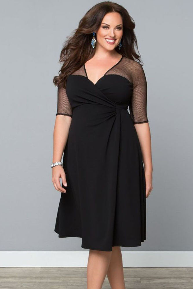 Online discount shop Australia - Hot XXL big size summer women Casual clothing for party Black V Neck Half Sleeve Sugar and Spice Plus Size dress LC60671
