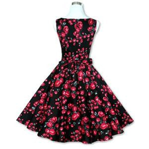 Women\'s Vintage 50s 60s Floral Rockabilly Tutu Pinup Sleeveless Bodycon Evening Party Clubwear Formal Dress