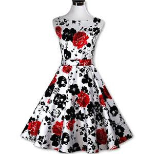 Women\'s Vintage 50s 60s Floral Rockabilly Tutu Pinup Sleeveless Bodycon Evening Party Clubwear Formal Dress