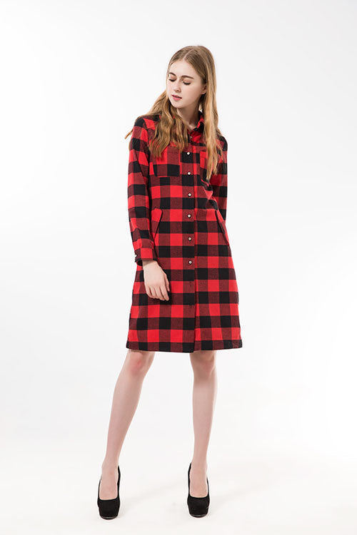 Online discount shop Australia - Dioufond Autumn Women Dress Long Plaid Casual Dress Long Sleeve Dresses Office Dresses Vestidos Robe Longue Femme Plus Size