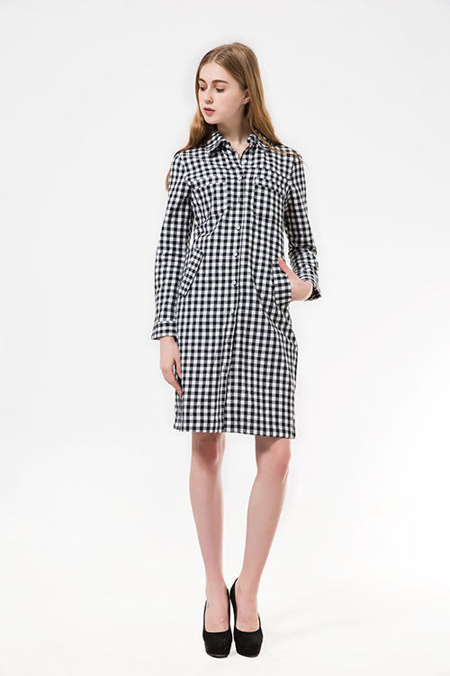 Online discount shop Australia - Dioufond Autumn Women Dress Long Plaid Casual Dress Long Sleeve Dresses Office Dresses Vestidos Robe Longue Femme Plus Size