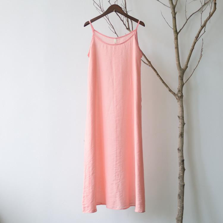 Summer Dress Solid Multi-Color Natural Silk Cotton Slips Dresses Plus Size Slip S200